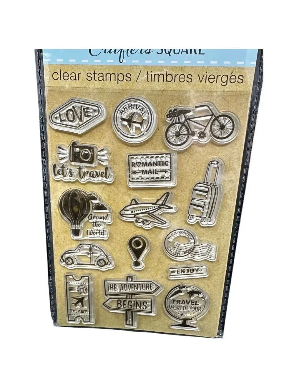 Crafters Square Clear Stamps Set Of 2 With Travel Inspirational Themes